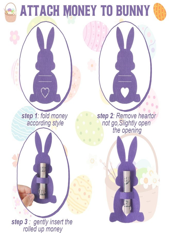Sunnymove 24 Pcs Easter Bunny Money Holder for Cash Easter Gifts Bulk Felt Bunny Money Card Holder Cute Basket Stuffers Decoration for Grandchildren Family Friends Holiday Party Keepsake (Pastel) - Image 3
